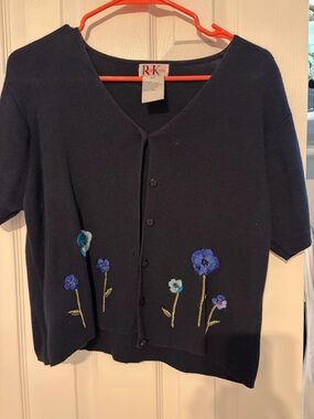 R&K navy Knit Top with Red Logo Tag